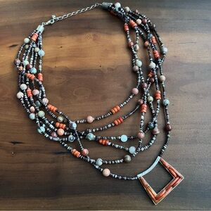 Vintage Sterling Silver Multi-Strand Beaded Necklace